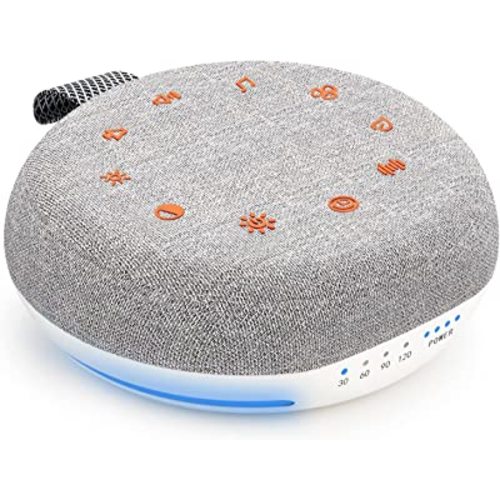 White Noise Machine ,Portable Sound Machine with 40 Soothing Sounds, USB Rechargeable ,20 Levels of Volume ,Sleep Sound Timer & Night Light for Baby Kids Adults