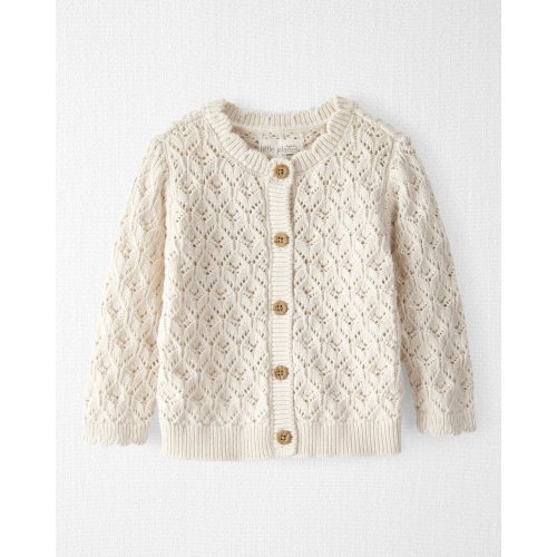 Baby Girl Organic Cotton Pointelle Sweater Knit Cardigan - Little Planet | Carter's