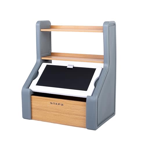 Step2 Harmony Toy Storage Box, Kids Toy Storage Bin with Chalkboard Lid, Easel & Toy Organizer in One, Made of Durable Plastic, For Toddlers 2+ Years Old, Sage Gray