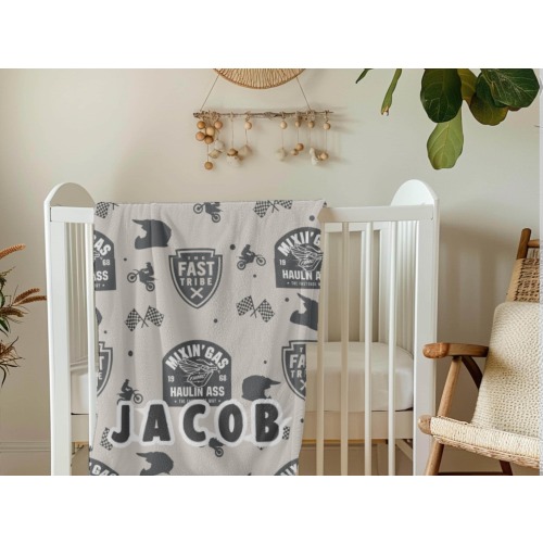 Dirt Bike Custom Name Baby Blanket Outdoor Blanket Unisex New Baby Boy Gift Boy Room Personalized Toddler Baby Shower Birthday Boy Cool