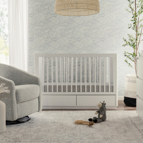 babyletto Bento 3-in-1 Storage Crib with Toddler Bed Conversion Kit - White