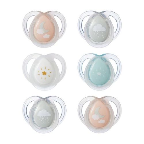 Tommee Tippee Night Pacifier 0-6 Months - 6pk