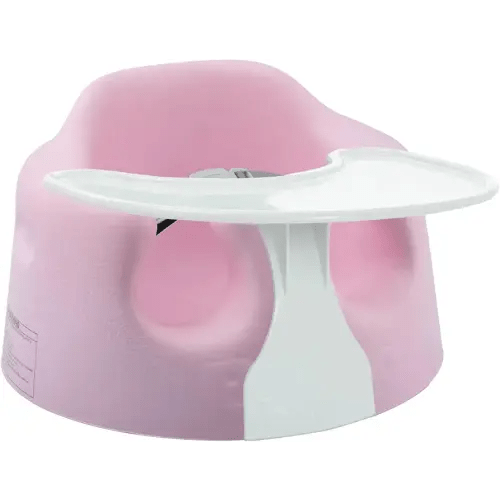 Bumbo Baby Floor Seat, Portable Infant Sit Up Activity & Eating Chair with Tray Accessory, Pink - Feeding and Sitting Lounger for Babies and Infants Ages 3 to 12 Months
