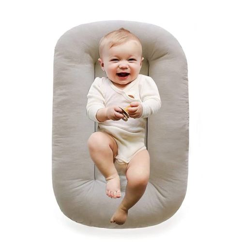 Baby Lounger - Baby Lounger for Newborn, Breathable & Soft Baby Nest Cover Co Sleeping for Baby 0-12 Months, Baby Essentials Gifts, Portable Infant Lounger, Baby Snuggle Lounger Me (Apricot)