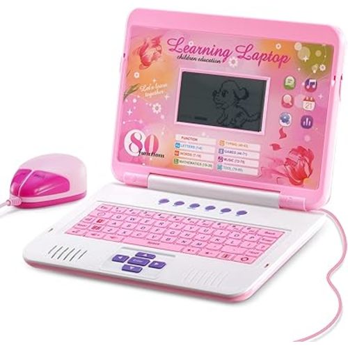 LESHITIAN Kids Laptop - 80 Learning Activities to Learn Alphabet, Words, Mathematics, Play Games and Music - Educational Learning Computer for Kids Ages 5+