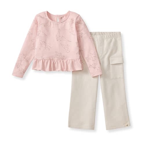 Burt's Bees Baby Baby Girls Long Sleeve Top and Pant Set, 100% Organic Cotton Outfit