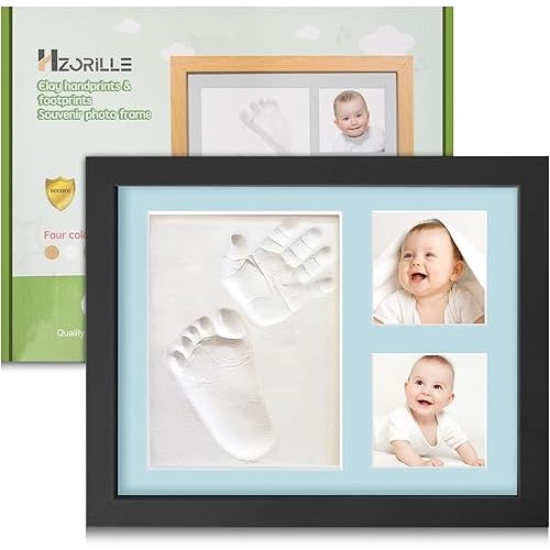 Baby Footprint and Handprint Clay Kit,Baby Hand and Footprint Kit,Clay Handprint Keepsake Frame,Newborn Keepsake Frame,Newborn Essentials Must Haves(black)