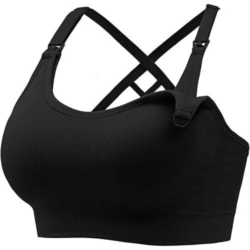 Nursing Sports Bras for Breastfeeding, Seamless Nursing Sports Bra Medium Impact Support Maternity Bras for Pregnancy