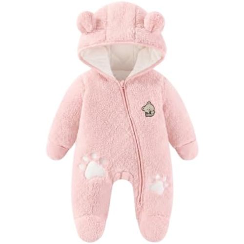 WYTbaby Baby Fleece Snowsuit Newborn Winter Romper 0-12M