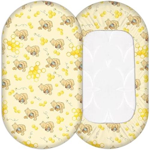 1 Pcs Winnie Baby Bassinet Sheets, Honey Theme Baby Crib Sheet, Bassinet Sheets for Baby Boy or Girl, Soft and Comfortable Toddler Bed Sheet, The for New Parents, 32x16 Inch
