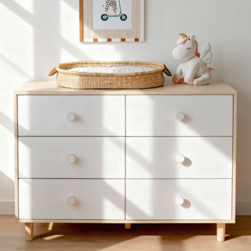Baby Dresser for Nursery, Kids, and Bedroom – 6 Drawer White Wood Dresser with Solid Wood Legs, White, Storage for Clothes and Baby Essentials | Wayfair