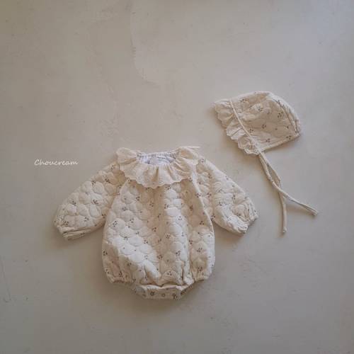 Korean Style Baby Floral Quilted Onesie/Bodysuit with Long Sleeves