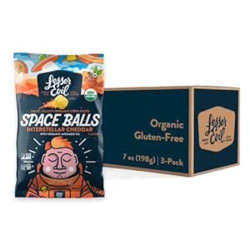 Amazon.com: LesserEvil Interstellar Cheddar Space Balls, Premium Quality, Minimally Processed, No Vegetable Oil, 7 oz, Pack of 3