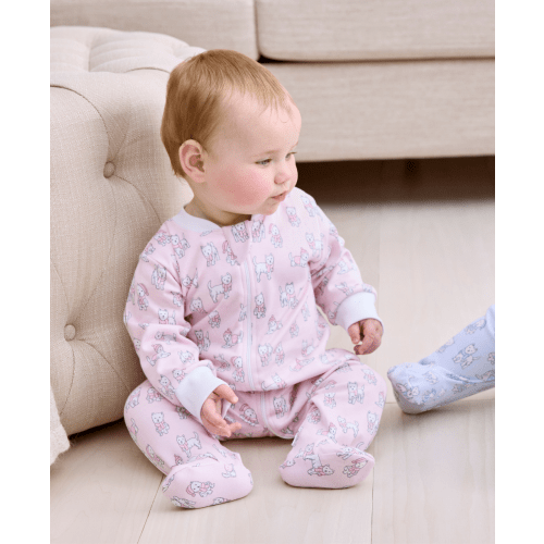 Pack of Pups Pink Zip Footie