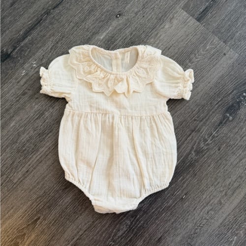 Quincy Mae Ivory Textured Baby Romper