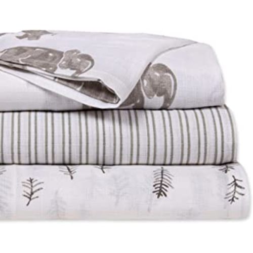 Burt's Bees Baby Swaddles, Muslin Cotton Baby Blankets, Multipurpose Lightweight & Breathable 100% Organic Cotton, Neutral Elephants, 3 Count