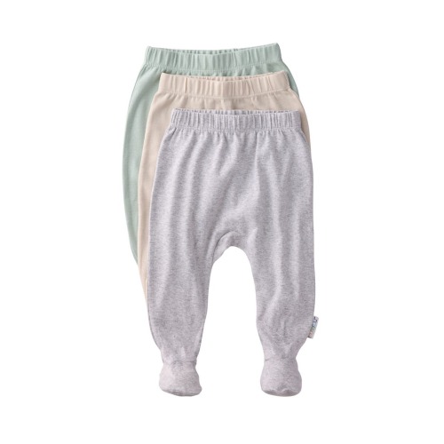 Fallon Footed Organic Cotton Assorted 3-Pack Pants, 3-6M