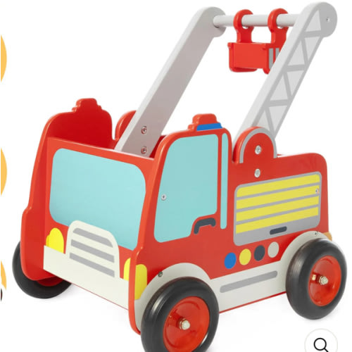 Wooden 2-in-1 Toddler Push & Pull Fire Truck