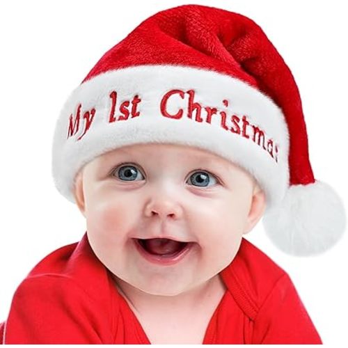 RJVW Baby Santa Hat: Christmas Hat for Infant, Baby Xmas Holiday Classic Santa Claus for Christmas New Year Party
