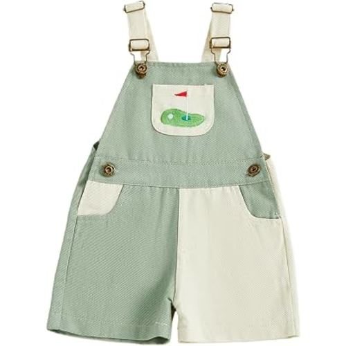 Xnqiwq Toddler Baby Boy Colorful Overalls Golf Outfit Hole In One Golf Romper Kids Suspender Shorts Jumpsuit