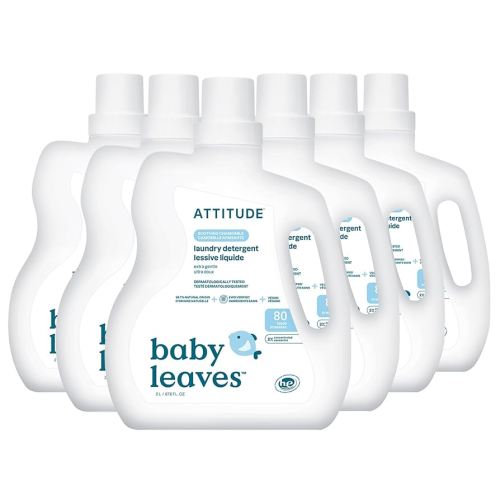 ATTITUDE Baby Laundry Detergent Liquid, EWG Verified, Safe for Baby Clothes, Infant and Newborn, HE Compatible, Soothing Chamomile, 80 Loads, 67.6 Fl Oz (Pack of 6) (AMAZON EXCLUSIVE)