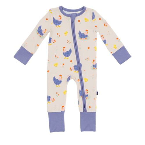 Convertible Footed Romper in Chick and Cluck