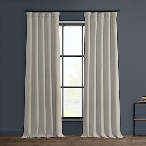 HPD Half Price Drapes BOCH-LN185-P Faux Linen Room Darkening Curtains for Bedroom (1 Panel), 50 X 96, Birch
