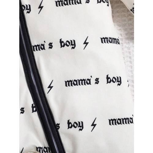 SHEIN Playful Pals Baby Boy Cute Letter Printed Long Sleeve Romper, Spring/Autumn | SHEIN USA