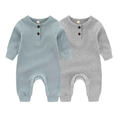 Falianni Fashion Solid Unisex Baby Boy Girl Rompers 2 Pack Long Sleeve Jumpsuits Infants Clothes Outfits