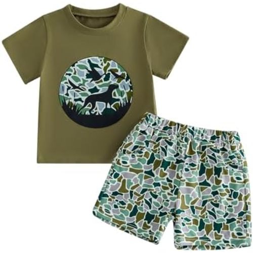 Toddler Baby Boy Outfits Camo Print Short Sleeves T-Shirt Elastic Short Set