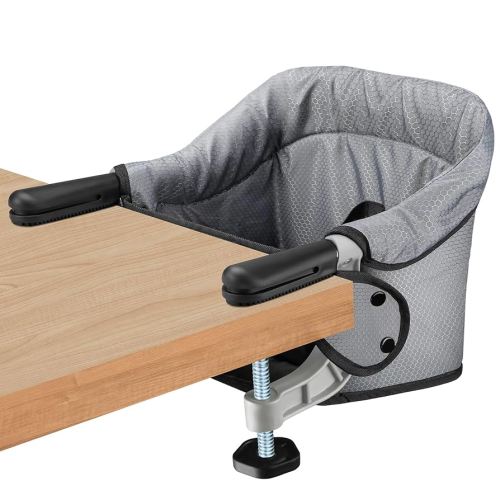 Fast Table Chair Hook on Chair Clip on Table Clamping Chair Portable Heavy Duty Feeding Seat, Fold-Flat Storage, Attach to Table Removable Travel Chair for Babies and Toddlers (Grey)