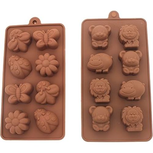 Non-stick Candy Jelly Molds, Chocolate Molds, Soap Molds, Silicone Baking Molds - Forest Cute Theme Happy Bear, Lion, Hippo - More Fun, Toy Kids Set, Set of 2 (Animal)