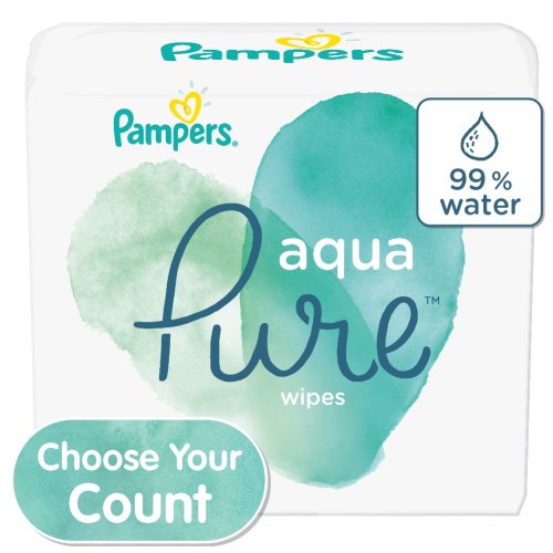 Pampers Aqua Pure Natural Sensitive Baby Wipes, 8 Pop-Top Packs, 448 Total Wipes