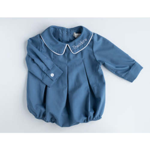Long Sleeve Pleated Eton Collar Bubble | Timeless Baby Style | Cygnet Living