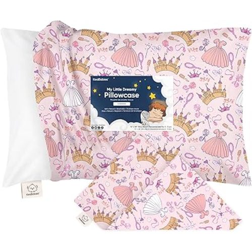 KeaBabies Toddler Pillowcase 13"x18" - Organic Cotton Toddler Pillowcase for Kids, Boys,Girls,Soft & Durable Cotton Cover for Miniature Sleepy Pillows,Cute Colors,Pillow Sold Separately(Dear Princess)