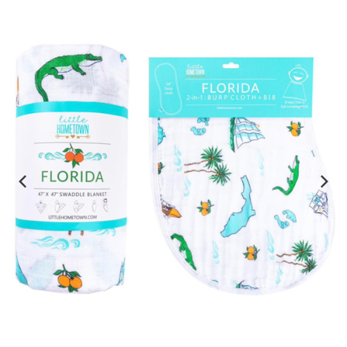 Gift Set: Florida Baby Muslin Swaddle & Burp Cloth – Little Hometown