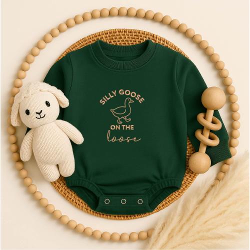 Silly Goose Baby Romper | Funny Infant Bodysuit | Embroidered Newborn Outfit Gift