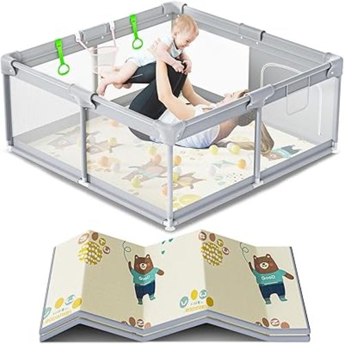 Baby Playpen with Mat, Baby Play Pens for Babies and Toddlers, Large Baby Play Yard Baby Fence Indoor & Outdoor Active Center