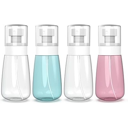 Pack 4 Small Spray Bottle Travel Size 2oz/60ml - Fine Mist Mini Empty Spray Bottles - Leak Proof - for Toners, Face & Hair Mist
