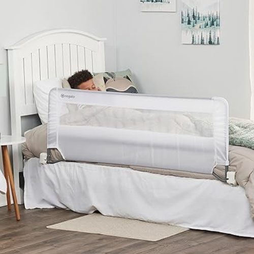 Regalo Safety 54” Extra Long Bed Rail Guard for Toddlers, Swing Down Toddler Bed Rail with Reinforced Anchor Safety System, 20” Tall Bed Safety Rail, Fits Twin, Full & Queen Beds