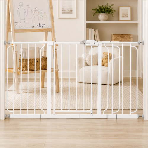 Regalo 56 Inch Extra Wide Walk-Through Baby Safety Gate, White