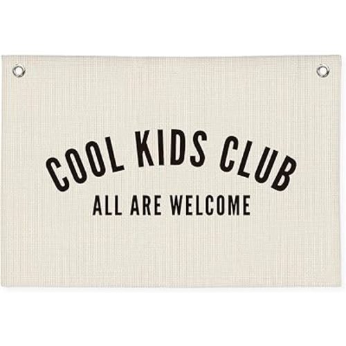 Wheatwin Cool Kids Club Room Decor - Long Live Boyhood Linen Banner Tapestry Wall Hanging Canvas Flag for Toddler Boy Nursery