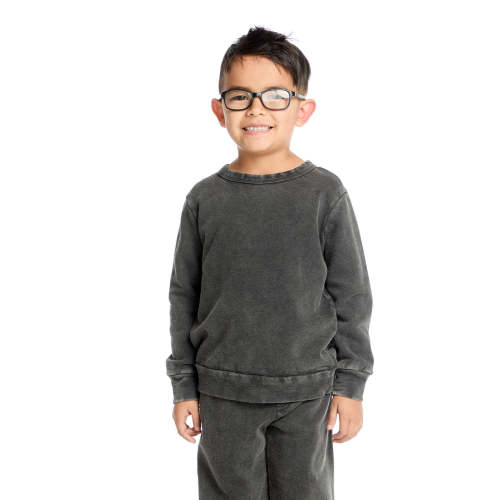 Comfy Long Sleeve Black Acidwash Pullover