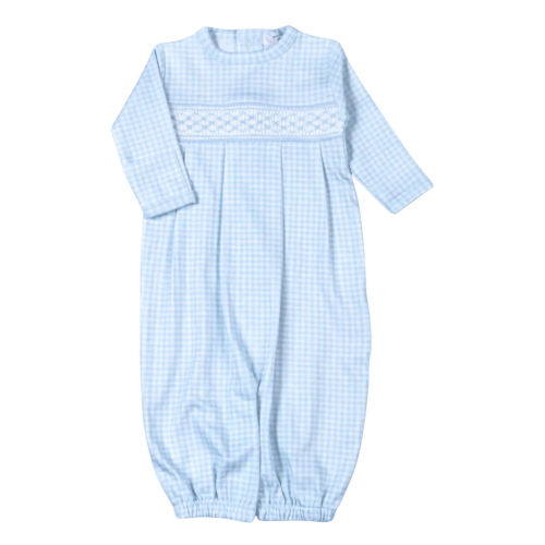 Blue Gingham Classic Pima Hand Smocked Converter