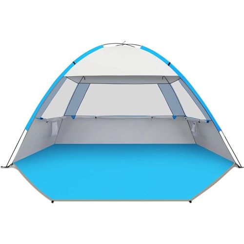 Gorich Beach Tent Sun Shelter for 3/4-5/6-7/8-10 Person with UPF 50+ UV Protection, Lightweight & Easy Setup Beach Shade Canopy, Portable Beach Shade Tent Beach Cabana