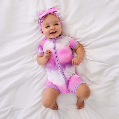 Pink Cosmic Mist Shorty Zippy | Little Sleepies