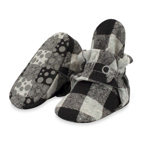 Buffalo Check Organic Cotton Gripper Baby Bootie – Zutano