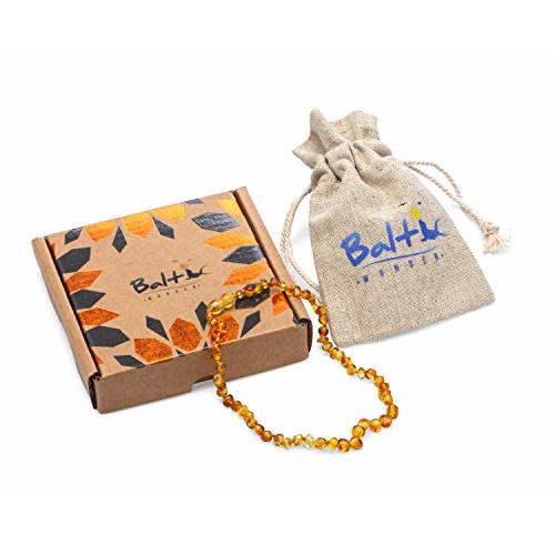 Baltic Wonder Baltic Amber Necklace (Baroque Honey) Unisex - 100% Certified Authentic Baltic.