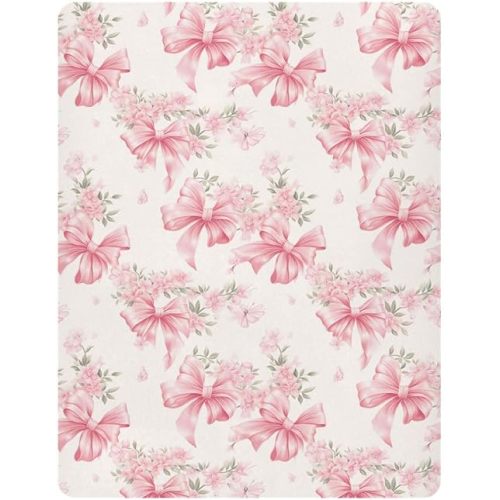 Boho Flower Bows Fitted Crib Sheet for Girls and Boys,Soft Breathable Microfiber Baby Sheet for Standard Size Crib Mattress A113233