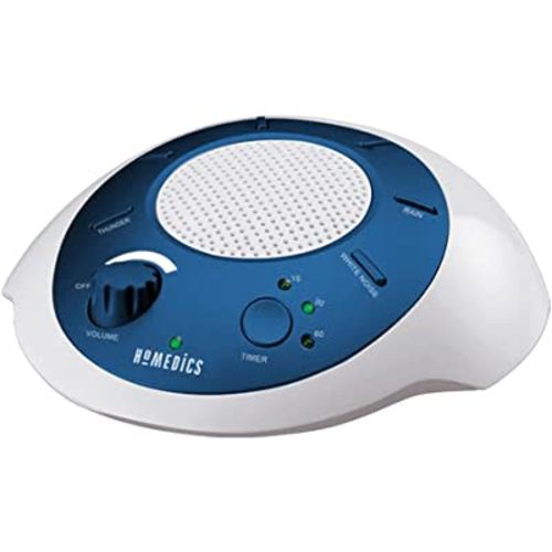 Homedics SoundSleep White Noise Sound Machine, Blue, Small Travel Sound Machine with 6 Relaxing Nature Sounds, Portable Sound Therapy for Home, Office, Nursery, Auto-Off Timer, by Homedics